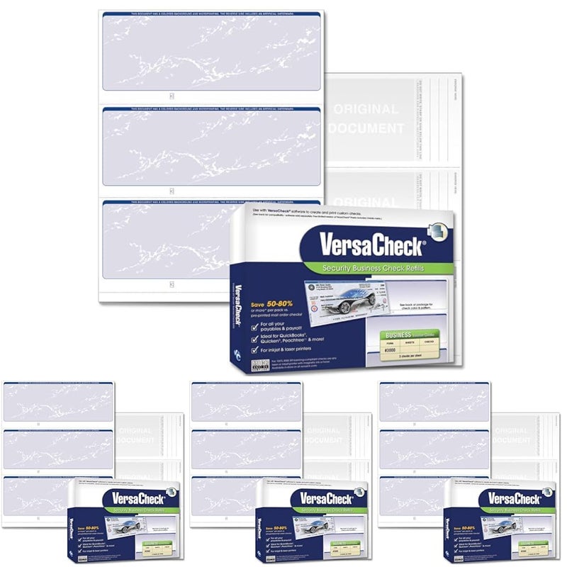VersaCheck Secure Checks - 1500 Blank Business Checks - Blue Prestige - 500 Sheets Form #3000 - 3 Per Sheet - Image 1